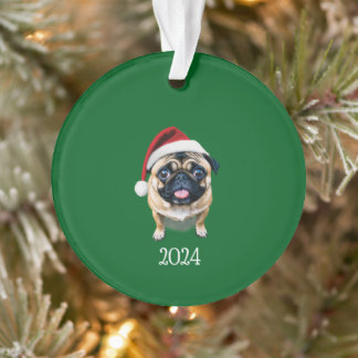 Personalised Santa Pug Ornament