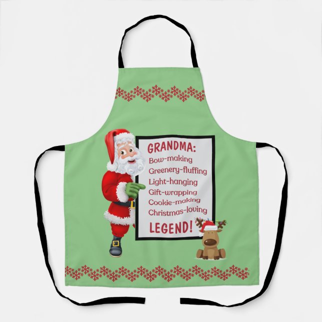 Personalised Santa Reindeer Christmas Apron (Front)