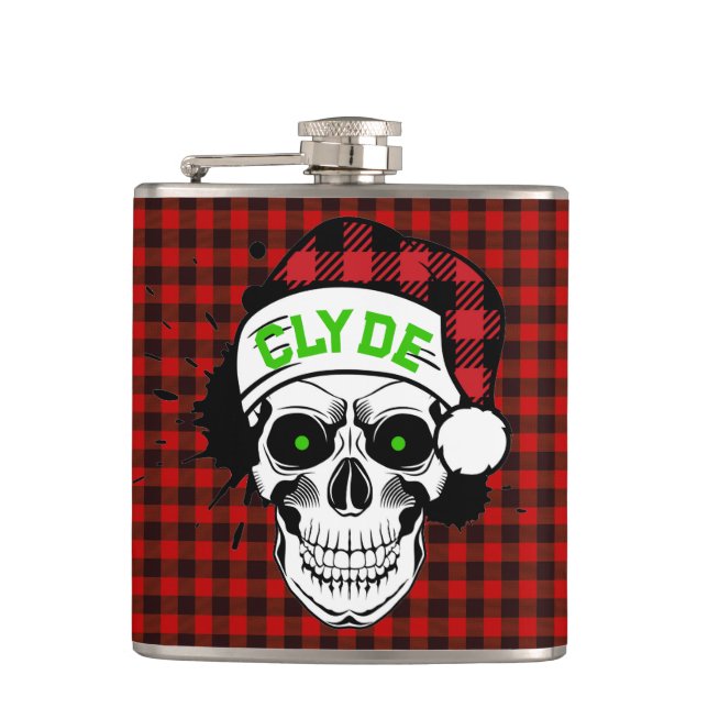 Personalised Santa Skull Flask (Front)