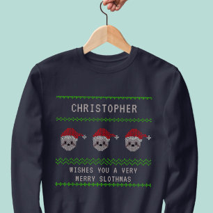 Personalised Santa Sloth Ugly Christmas Sweatshirt