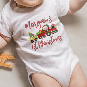 Personalised Santa Train Baby's First Christmas Baby Bodysuit