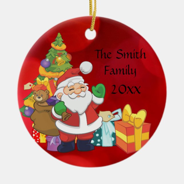 Personalised Santa Tree Gifts Christmas Ornament (Front)