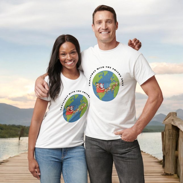 personalised  santa  watercolor family christmas  T-Shirt (Creator Uploaded)