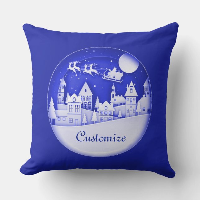 Personalised Santa Winter Village Cushion (Front)