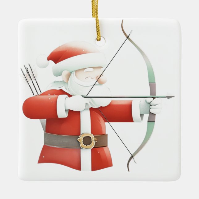 Personalised Santa's Favourite Archer Ceramic Ornament (Front)