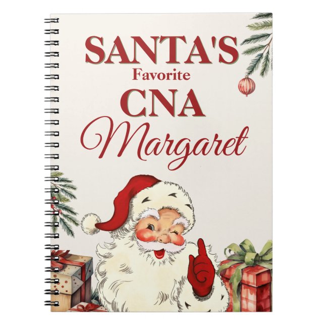 Personalised Santa's Favourite CNA Christmas Notebook (Front)