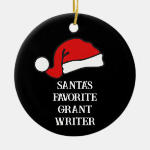Personalised Santa's Favourite Grant Writer Ceramic Tree Decoration