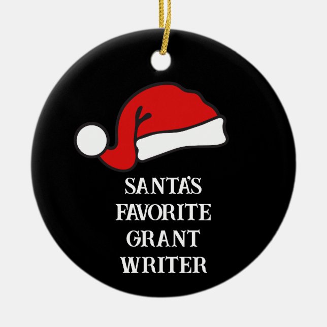 Personalised Santa's Favourite Grant Writer Ceramic Tree Decoration (Front)