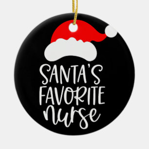 Personalised Santa's Favourite Nurse Ceramic Tree Decoration
