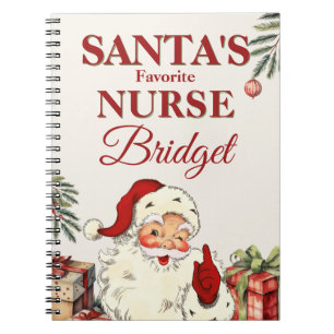 Personalised Santa's Favourite Nurse Christmas Notebook