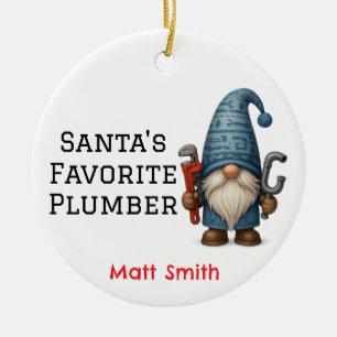 Personalised Santa's Favourite Plumber/Handyman Ceramic Tree Decoration