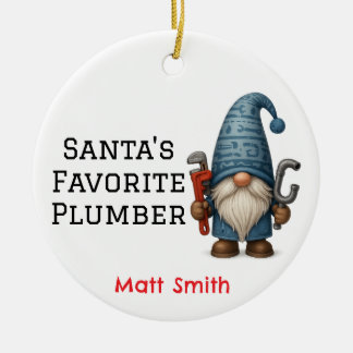 Personalised Santa's Favourite Plumber/Handyman Ceramic Tree Decoration
