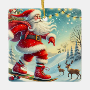 Personalised Santa's Favourite Skateboarder Ceramic Ornament