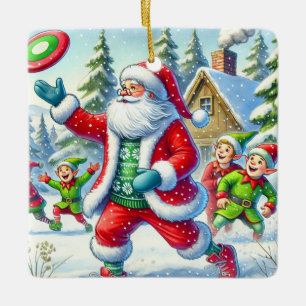 Personalised Santa's Favourite Ultimate Player  Ceramic Ornament