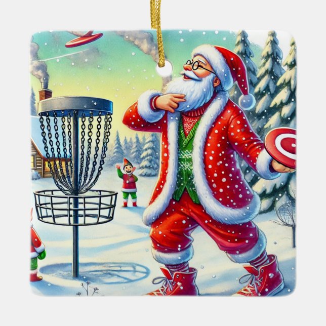 Personalised Santa's Favourite Ultimate Player  Ceramic Ornament (Front)