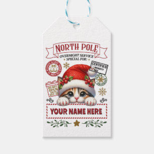 Personalised Santa's Gift Tag with cute Kitten