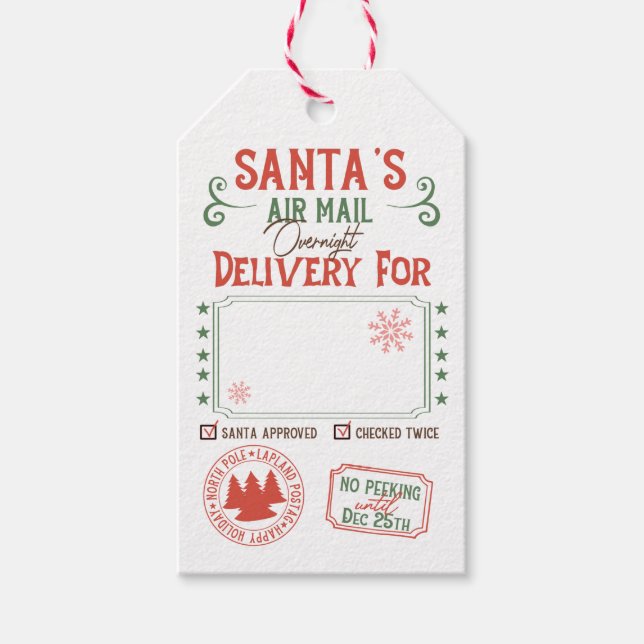 Personalised Santa's Overnight Delivery Gift Tags (Front)