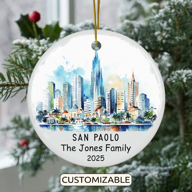 Personalised São Paolo Ornament, Brazil Ceramic Tree Decoration (Creator Uploaded)