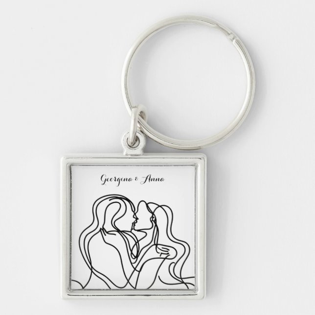 Personalised Sapphic Couple Key Ring (Front)