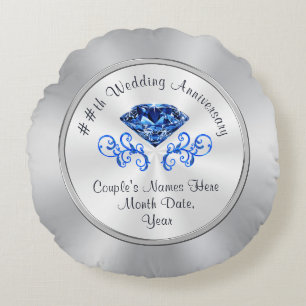 Personalised Sapphire Wedding Anniversary Gifts Round Cushion