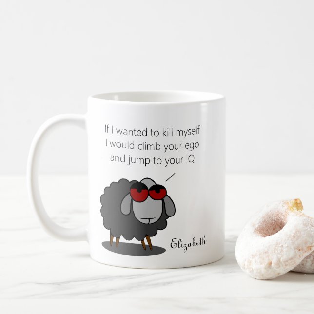 Personalised Sarcasm Funny IQ Humour Witty Joke Coffee Mug (With Donut)