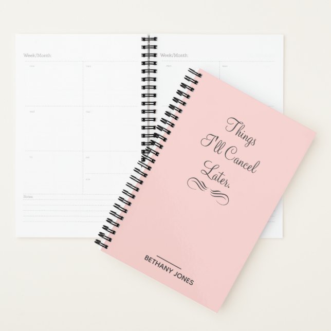 Personalised Sarcastic Pink Planner (Display)