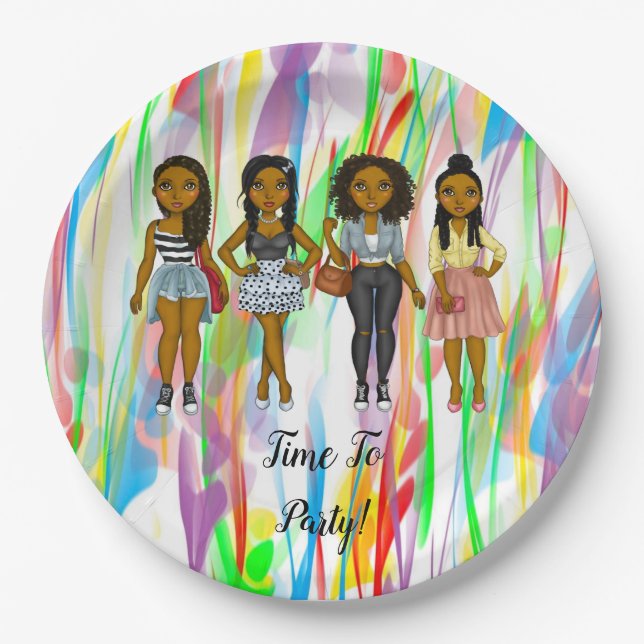 Personalised Sassy Diva Women Multi Coloured Paper Plate (Front)