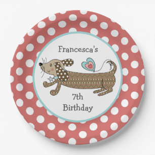 Personalised Sausage Dog Dachshund Party Paper Plate