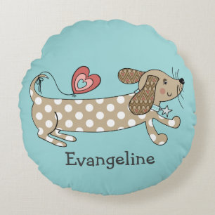 Personalised Sausage Dog Dachshund Round Cushion