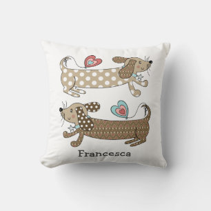 Personalised Sausage Dog Dachshund Throw Cushion