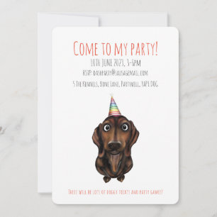 Personalised Sausage Dog Party Invitation