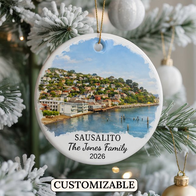 Personalised Sausalito Ornament, Custom California Ceramic Tree Decoration (Creator Uploaded)