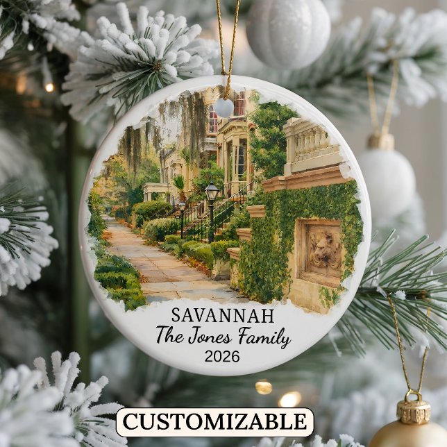 Personalised Savannah Ornament, Custom Georgia Ceramic Tree Decoration (Creator Uploaded)