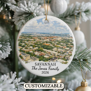 Personalised Savannah Ornament, Custom Georgia Ceramic Tree Decoration