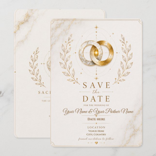Personalised Save the Date Card | Sacred Union  (Front/Back)