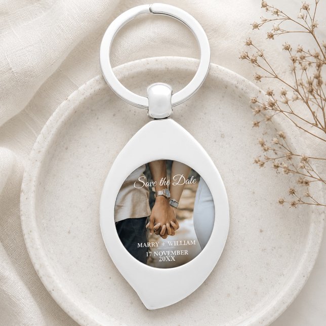 Personalised Save the Date Photo Wedding Favour Key Ring (Personalized Save the Date Photo Wedding Favor Keychain, Name Keychain, Couples Keepsake)