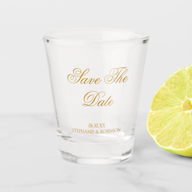 Personalised Save the Date  Shot Glass (Front)