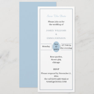 Personalised Save The Date Simple Light Blue Invitation