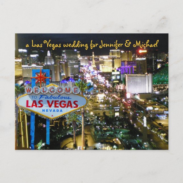 Personalised Save the Date Vegas Wedding Announcement Postcard (Front)