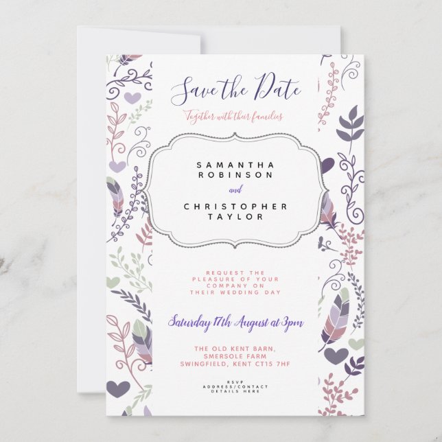 Personalised Save the Date Wedding Invitation (Front)