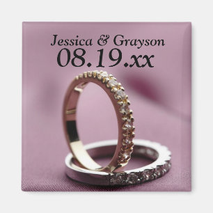 Personalised Save The Date Wedding Rings Magnet
