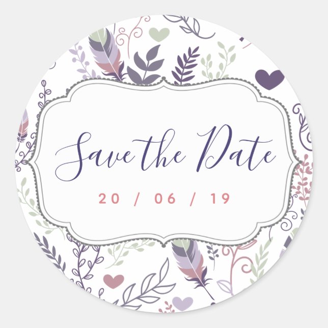 Personalised Save the Date Wedding Stickers (Front)