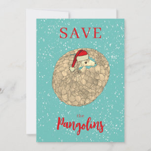 Personalised Save the Pangolin Christmas Holiday Card