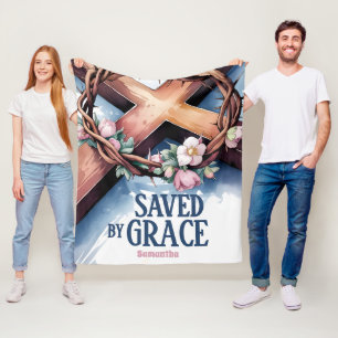 Personalised Saved By Grace Christian Fleece Blanket