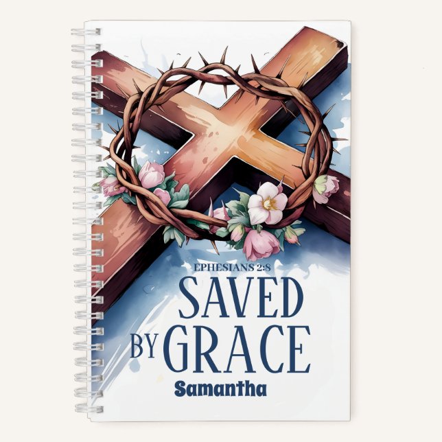 Personalised Saved By Grace Christian Journal (Front)