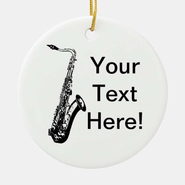 Personalised Saxophone Ceramic Tree Decoration (Front)