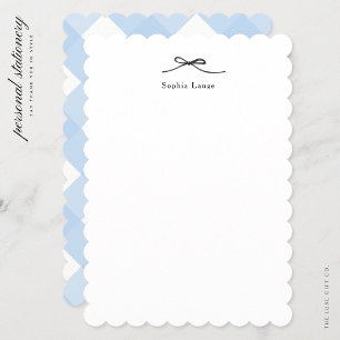 Personalised Scallop Edge Note Card with Bow