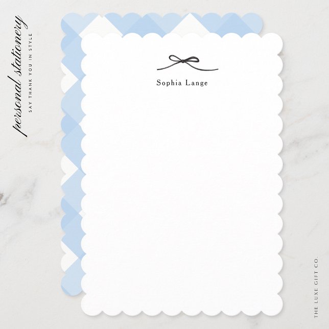 Personalised Scallop Edge Note Card with Bow (Creator Uploaded)