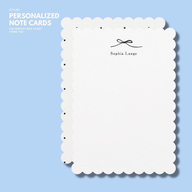 Personalised Scallop Edge Note Card with Bow (Creator Uploaded)