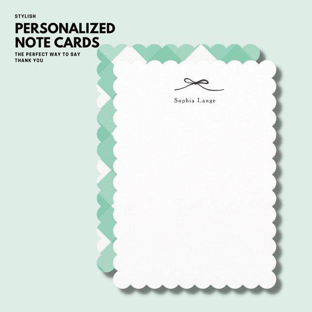 Personalised Scallop Edge Note Card with Bow (Creator Uploaded)